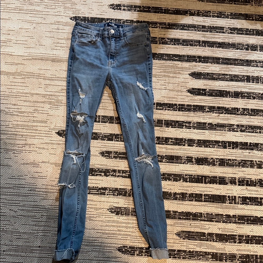 Women’s Distressed Blue Skinny Jeans - Classic Stretch Denim